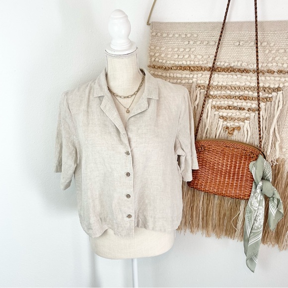 Faherty Tops - Faherty Summer Sands Linen Camp Shirt In Fog M
